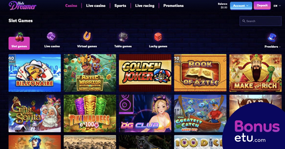 Slots Dreamer pelivalikoima