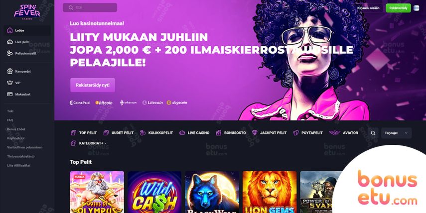 spinfever etusivu bonus