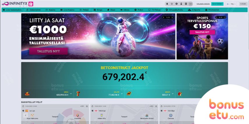 infinityx etusivu bonus