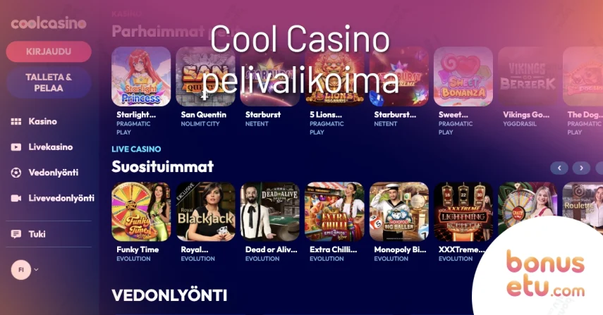 Cool Casino pelivalikoima
