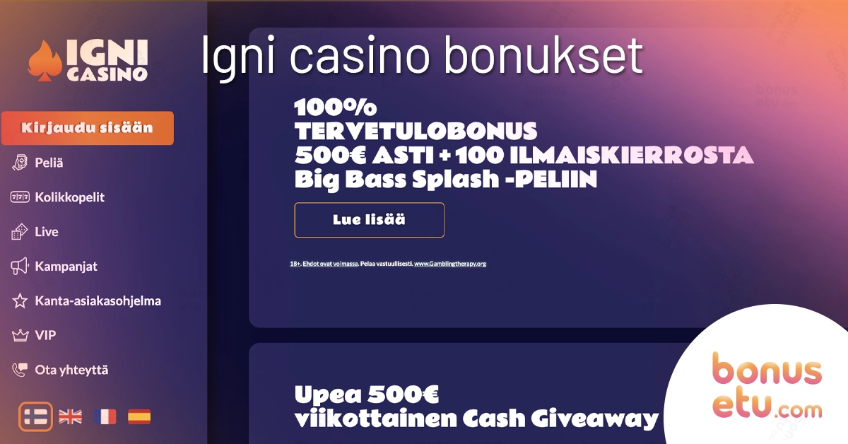 Igni casino bonukset