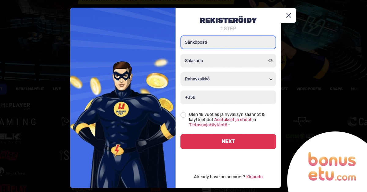 Instant pay casino rekisteröityminen