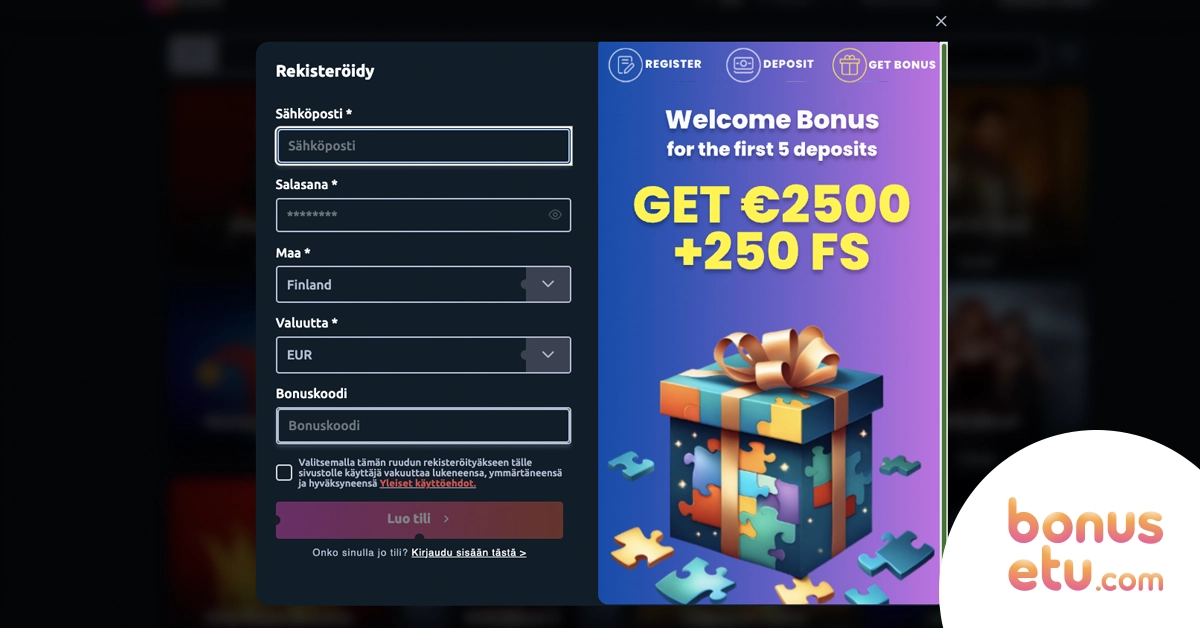 Puzzle Casino rekisteröityminen