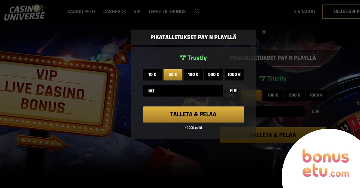 Casino Universe rekisteröityminen
