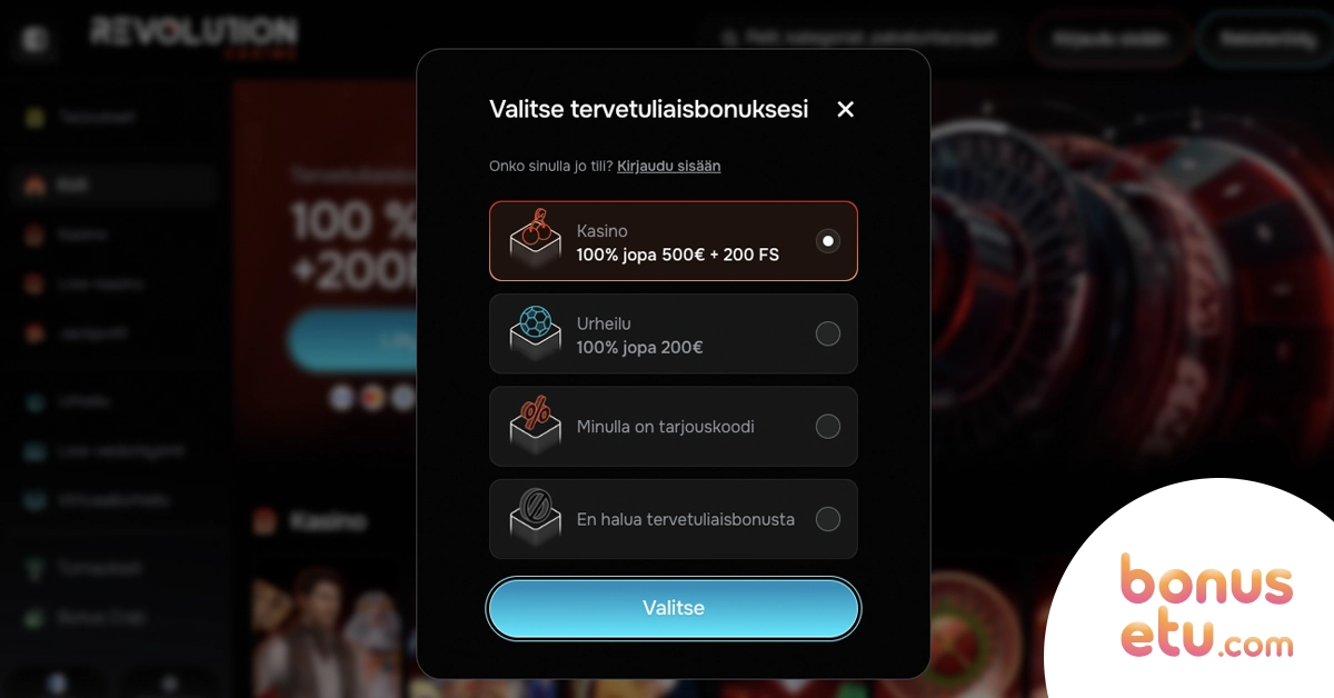 Revolution Casino rekisteröityminen