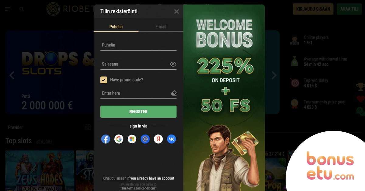 Riobet Casino rekisteröityminen