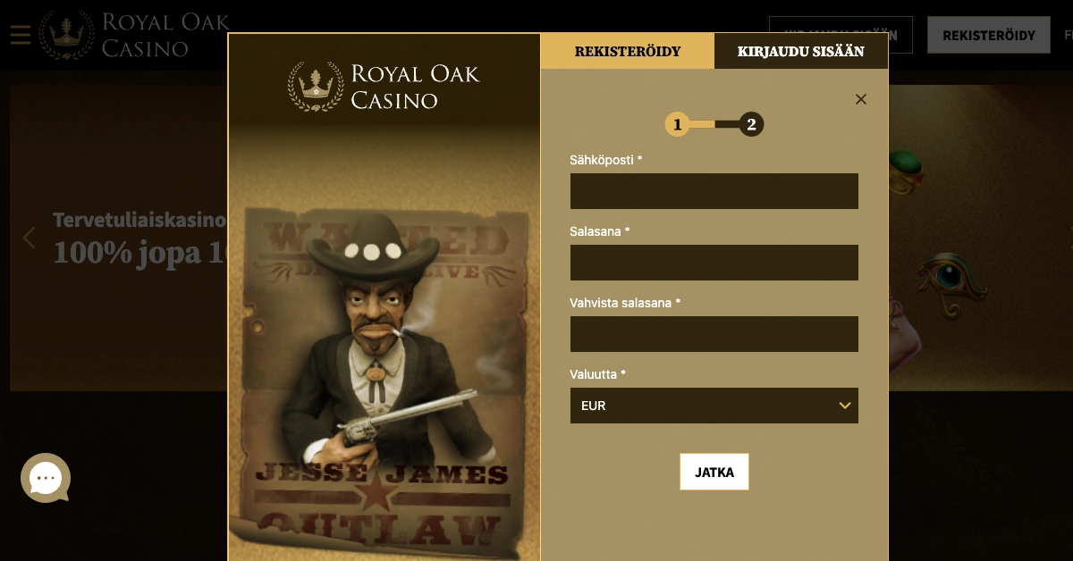 Royal Oak Casino rekisteröityminen