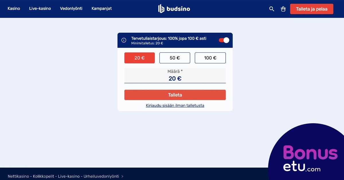 Budsino rekisteröityminen