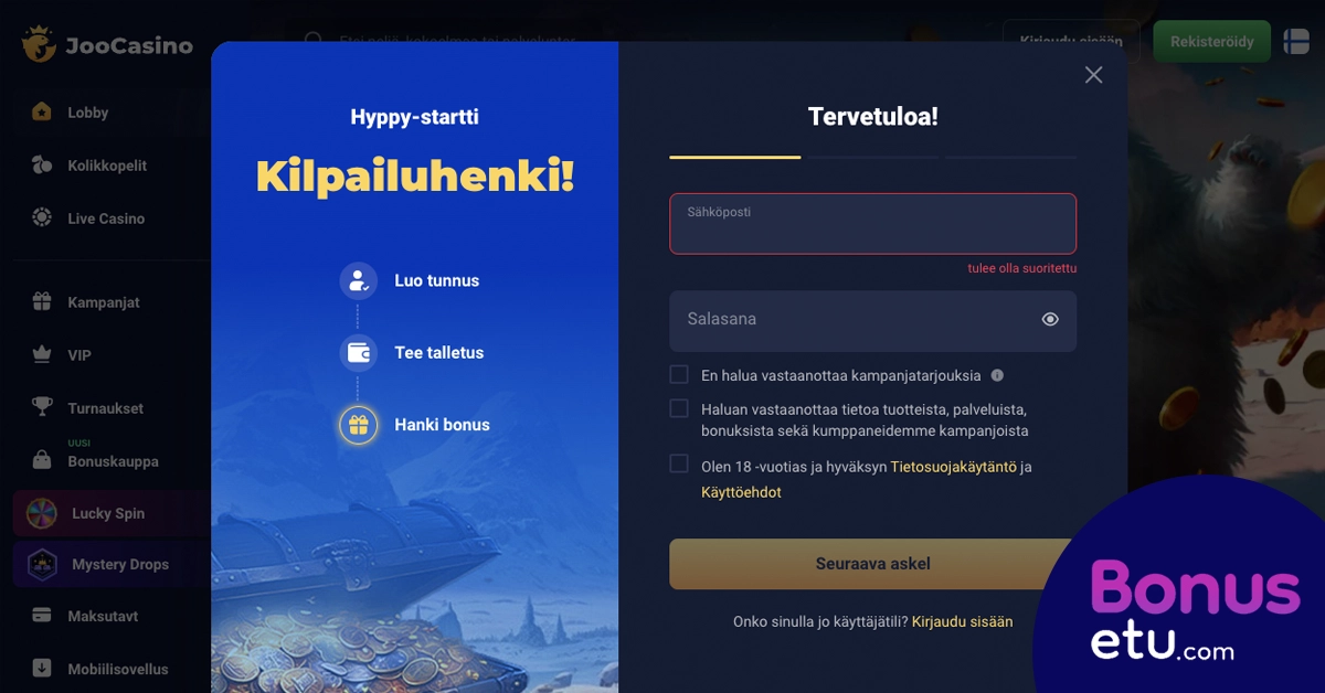 Joo casino rekisteröityminen