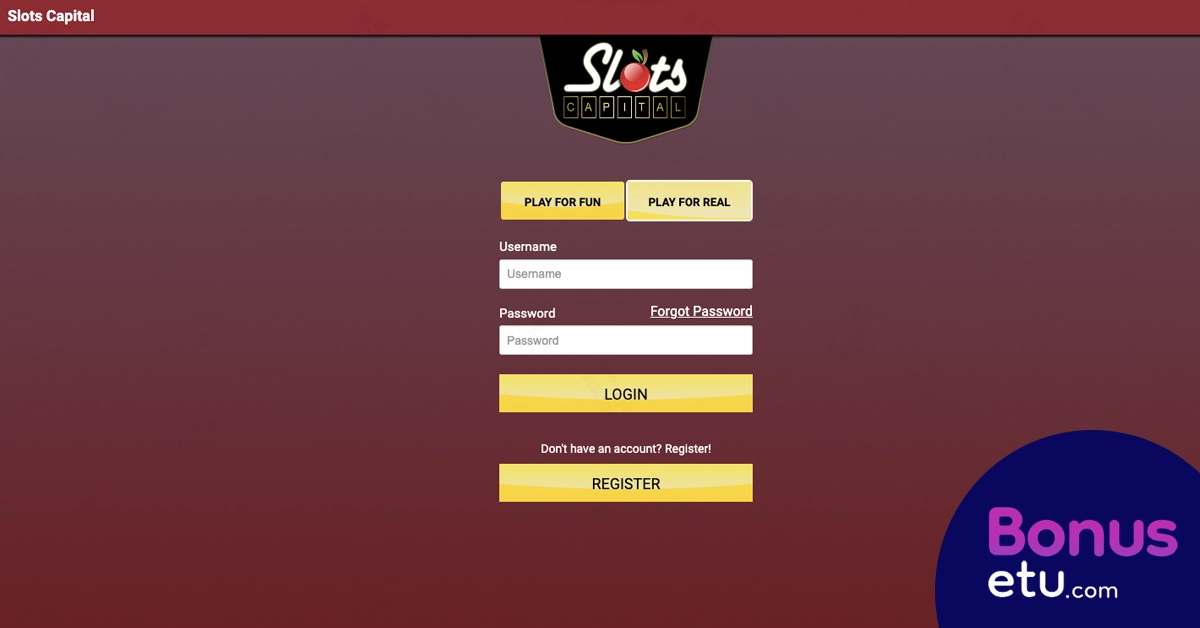 Slots Capital rekisteröityminen
