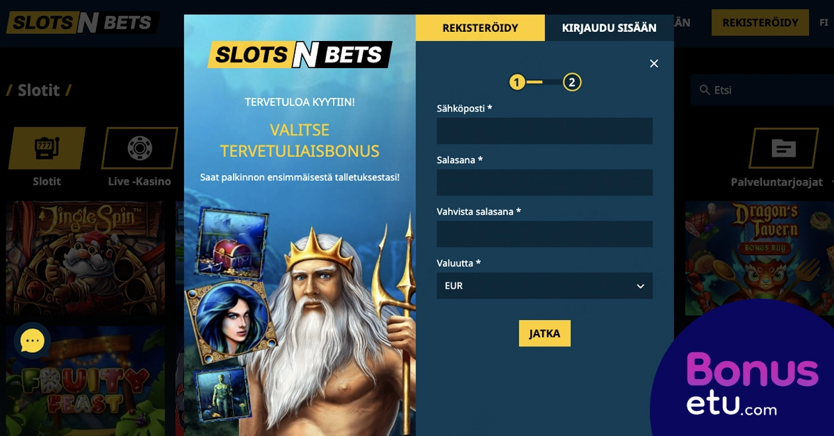 SlotsNBets rekisteröityminen