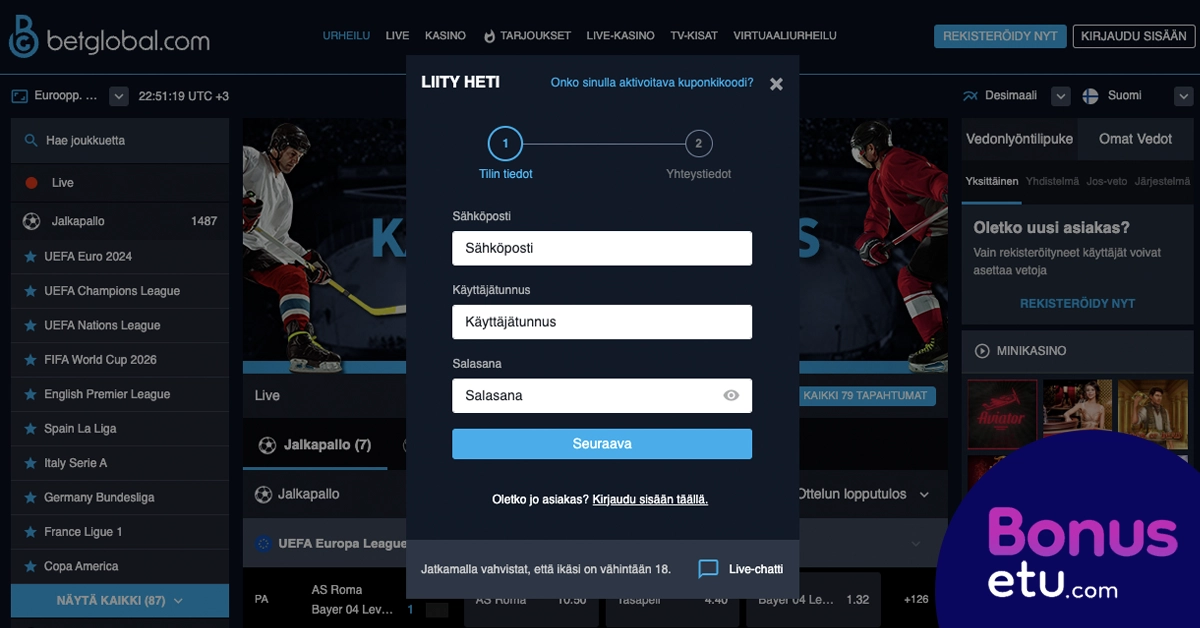Betglobal arvostelu rekisteröityminen