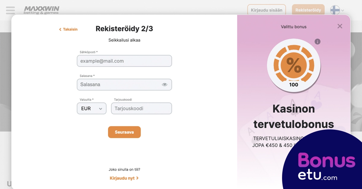 Maxxwin rekisteröityminen