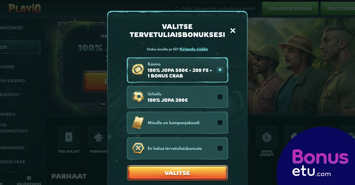 Playio rekisteröityminen