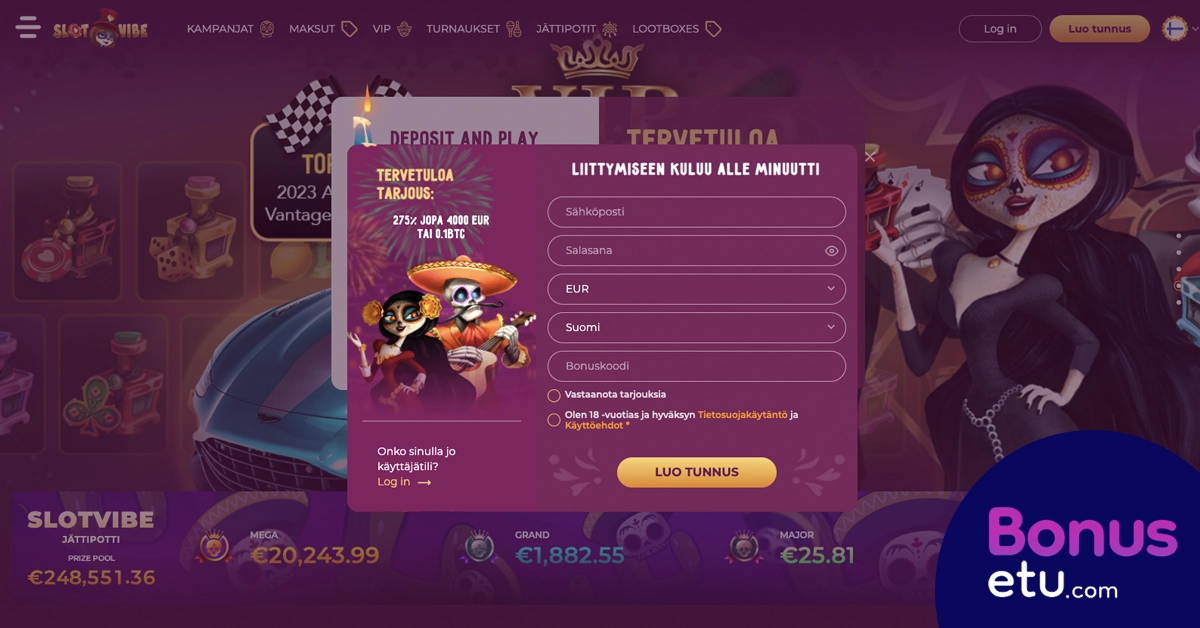 Slotvibe rekisteröityminen