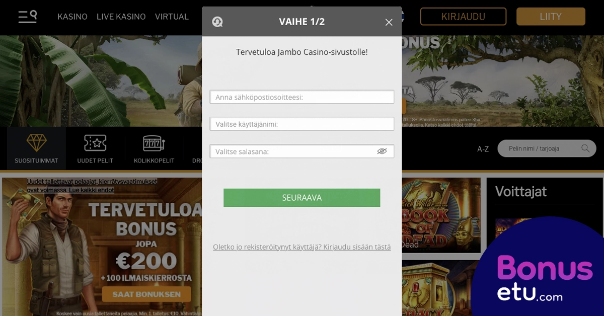 Jambo casino rekisteröityminen