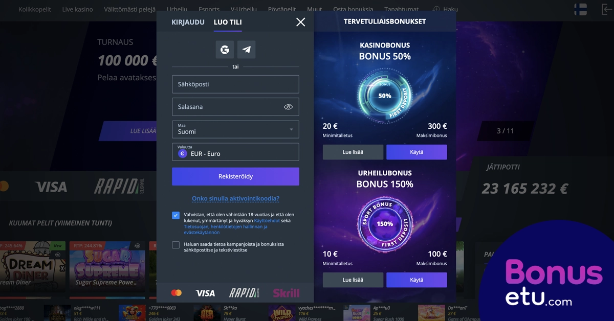 Jet Casino rekisteröityminen
