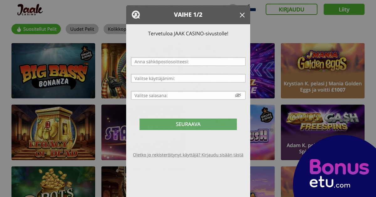 Jaak casino rekisteröityminen