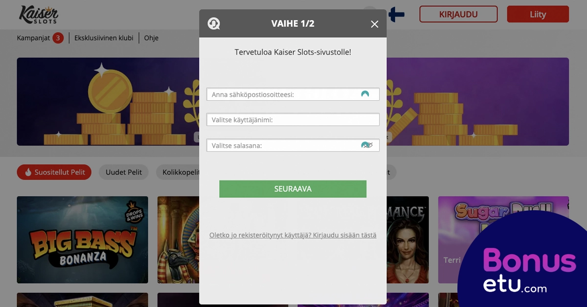 Kaiser Slots casino rekisteröityminen