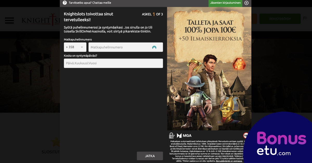Knightslots rekisteröityminen