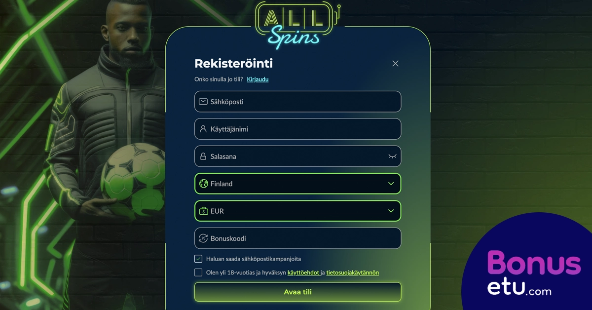 Allspins casino rekisteröityminen