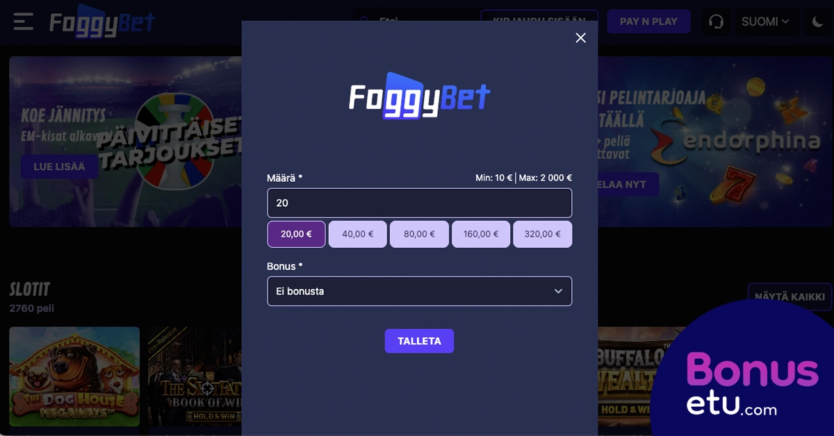 Foggybet rekisteröityminen