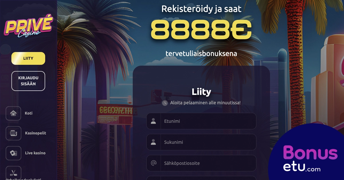 Prive Casino rekisteröityminen