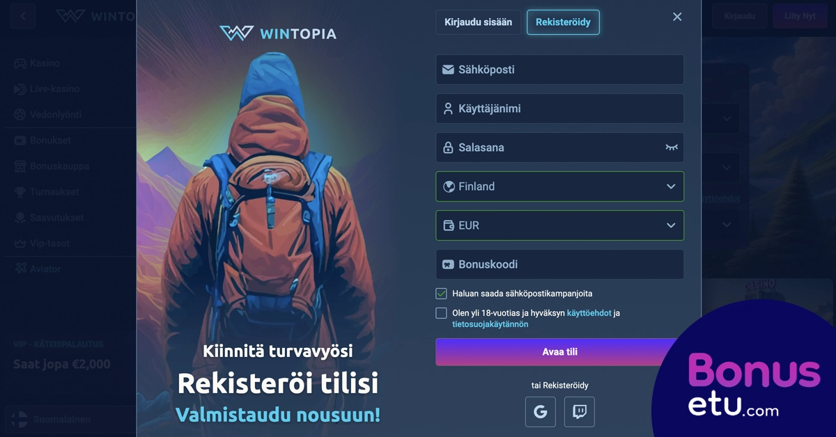 Wintopia casino rekisteröityminen