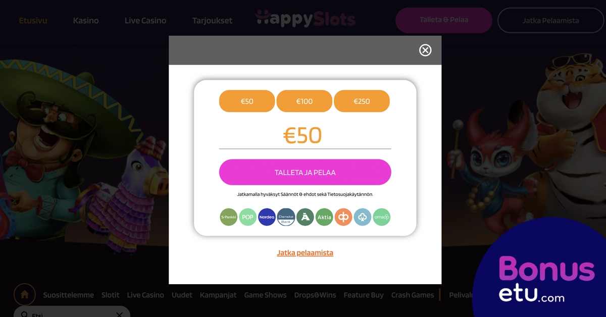 Happy Slots rekisrteröityminen