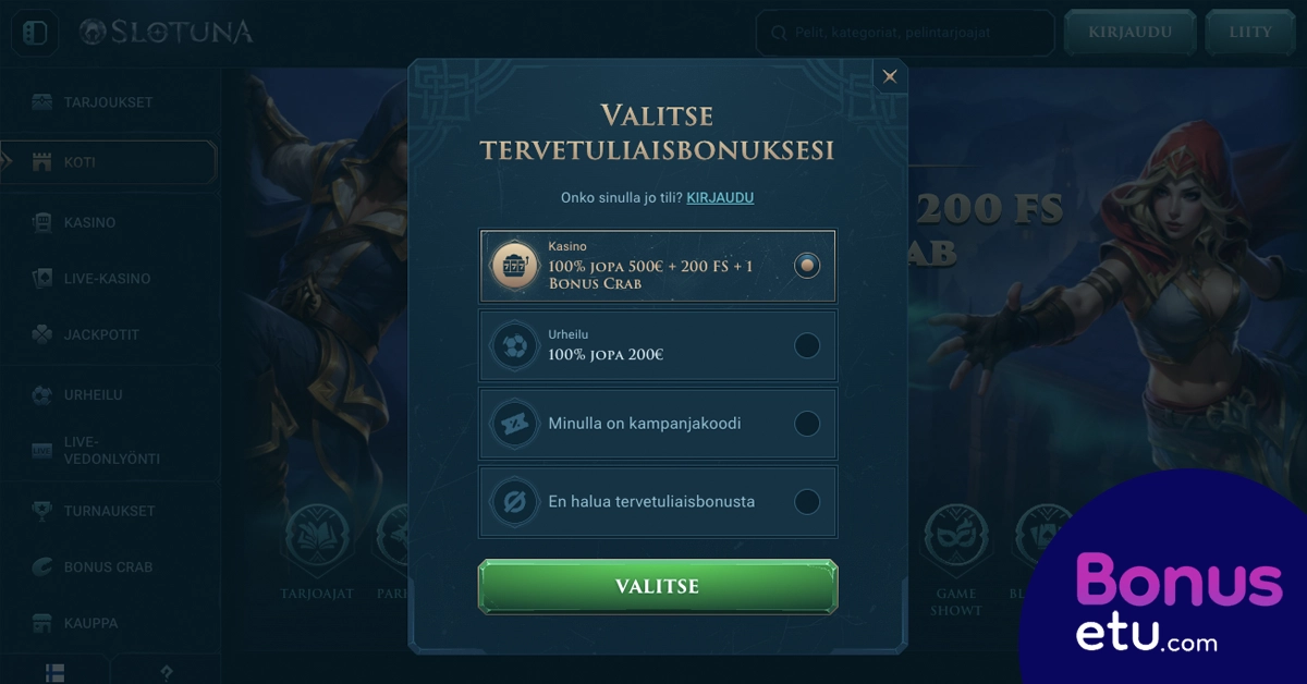 Slotuna rekisteröityminen