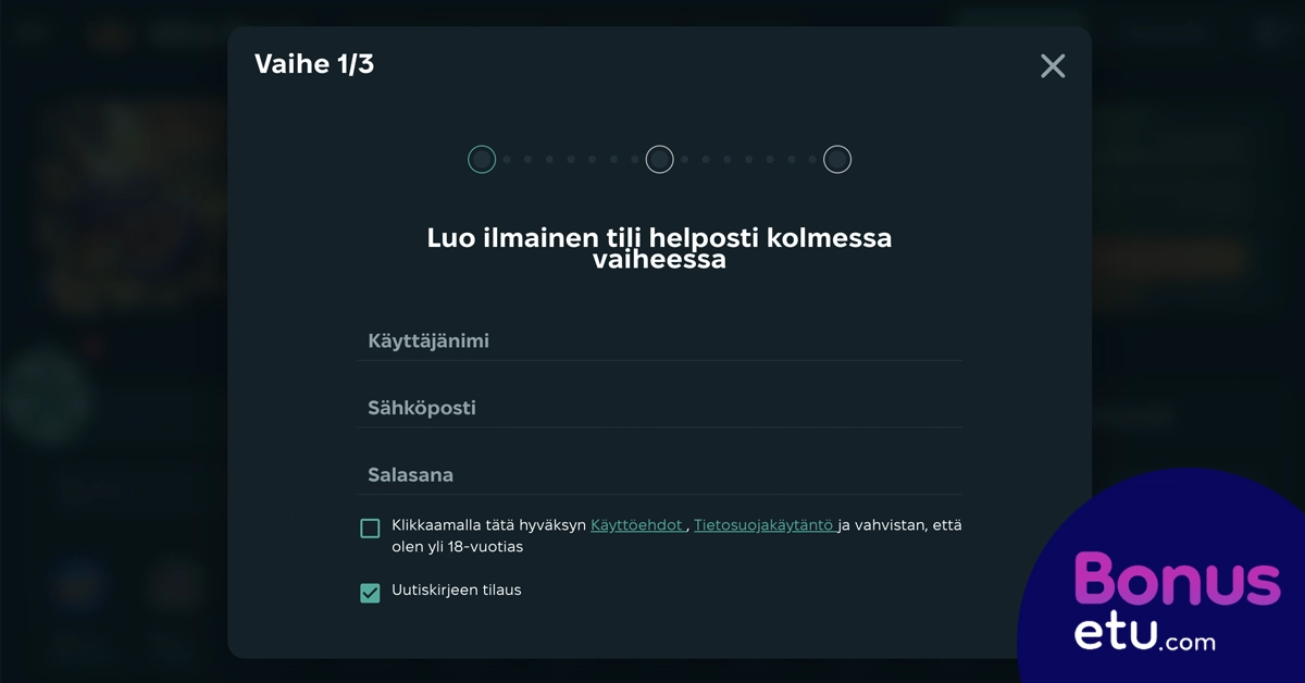 Wins Royal rekisteröityminen