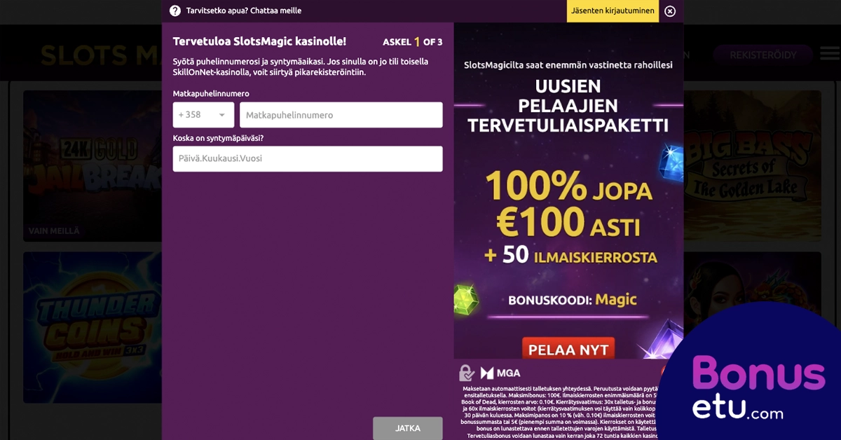 Slots Magic casino rekisteröityminen