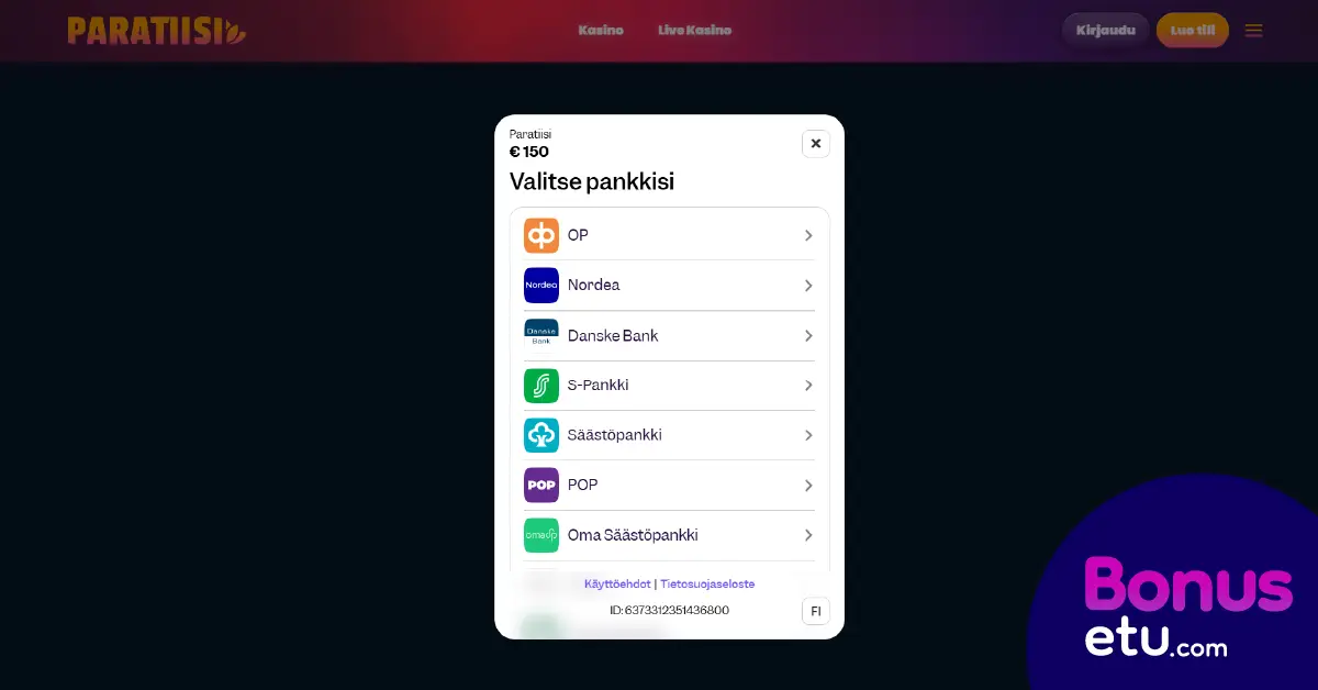 paratiisi rekisteröityminen