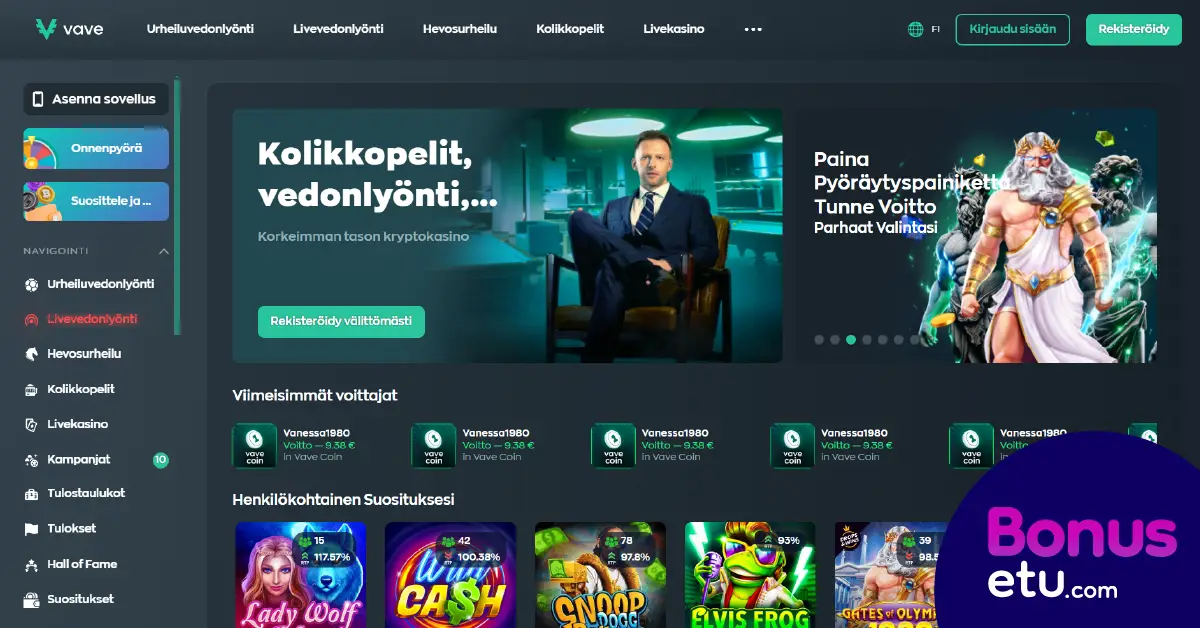 vave casino etusivu
