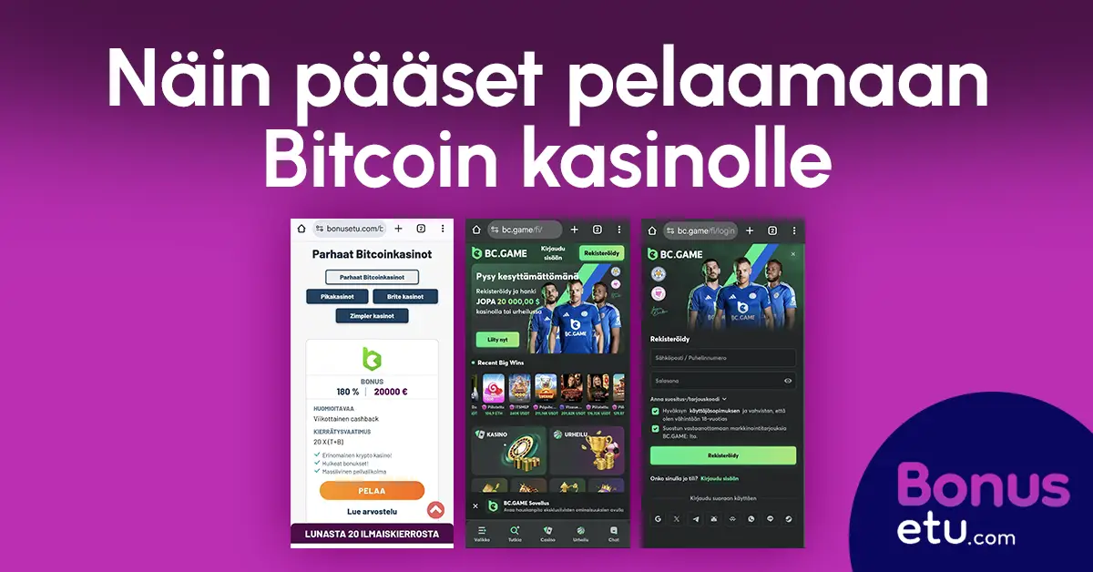 näin pääset pelaamaan bitcoin kasinolle